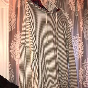 Lightweight black and grey striped hoodie